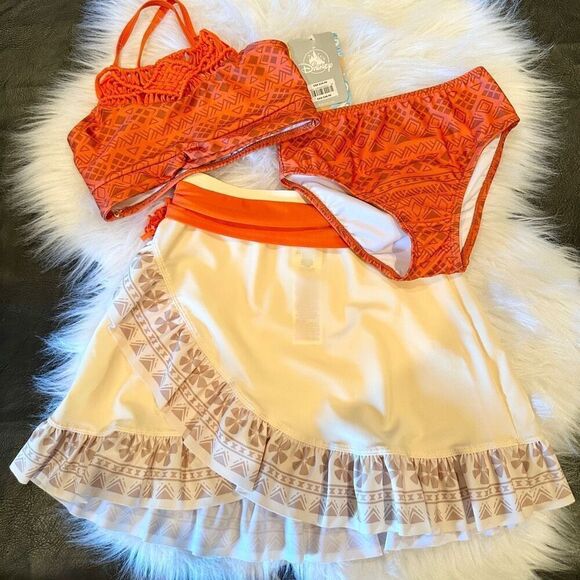 Moana 3 PC Deluxe Swimsuit Girl Size 5/6 Disney Store NWT 2022 Style - Picture 1 of 9